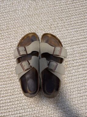Birkenstock Double-Buckle Suede Slide Sandals - Taupe
